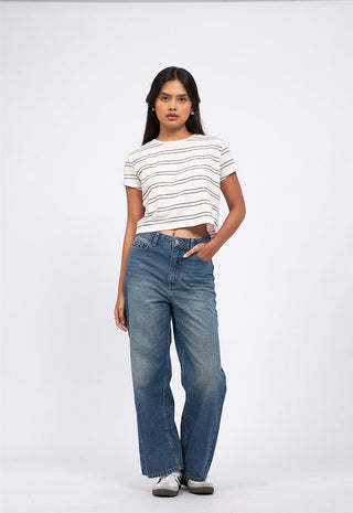 Short Sleeve Stripes Crop T-Shirt