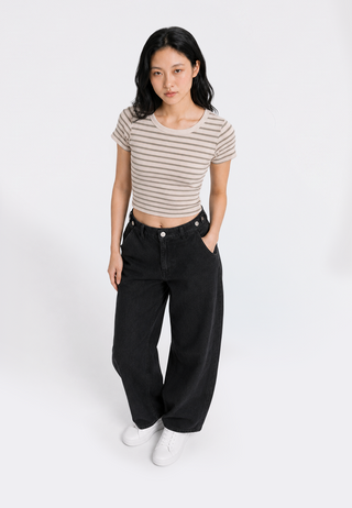 Short Sleeve Stripes Crop T-Shirt