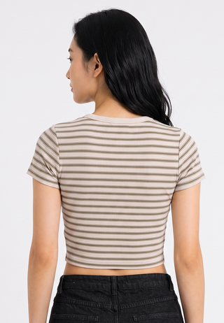 Short Sleeve Stripes Crop T-Shirt