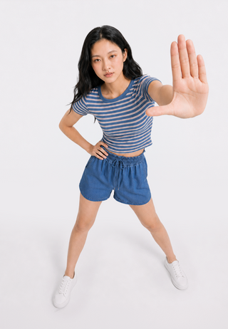 Short Sleeve Stripes Crop T-Shirt