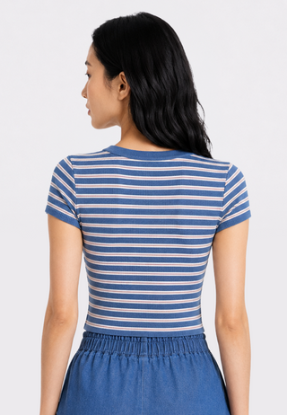 Short Sleeve Stripes Crop T-Shirt