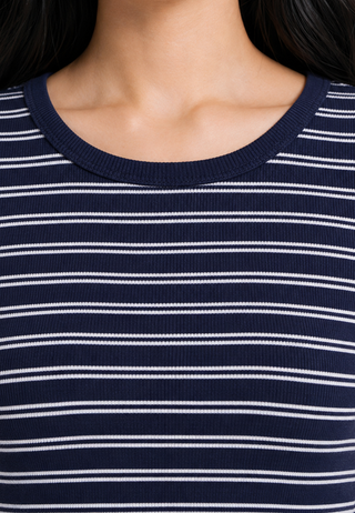 Short Sleeve Stripes Crop T-Shirt