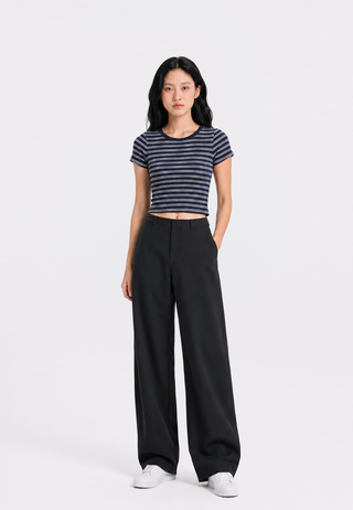 Short Sleeve Stripes Crop T-Shirt