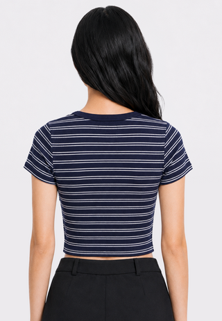 Short Sleeve Stripes Crop T-Shirt