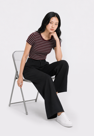 Short Sleeve Stripes Crop T-Shirt