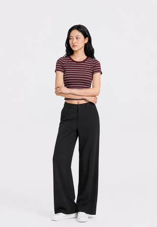 Short Sleeve Stripes Crop T-Shirt