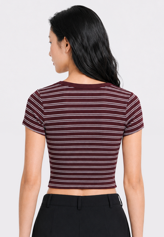 Short Sleeve Stripes Crop T-Shirt