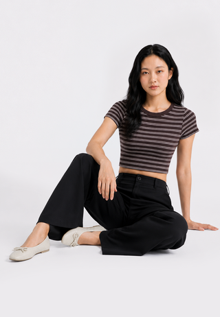 Short Sleeve Stripes Crop T-Shirt