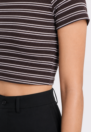 Short Sleeve Stripes Crop T-Shirt