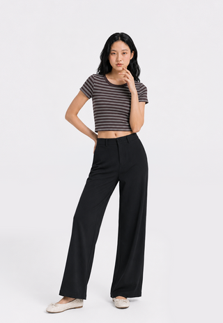 Short Sleeve Stripes Crop T-Shirt