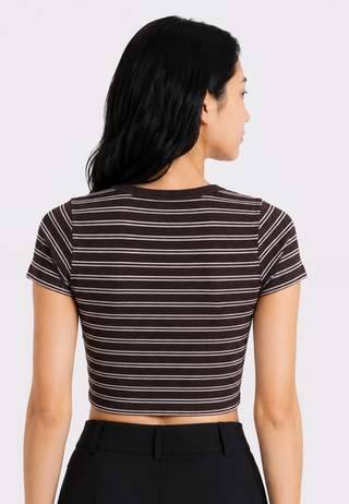 Short Sleeve Stripes Crop T-Shirt