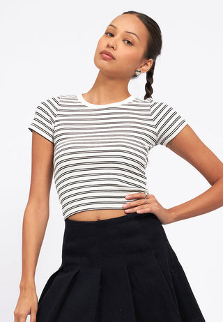 Short Sleeve Stripes Crop T-Shirt