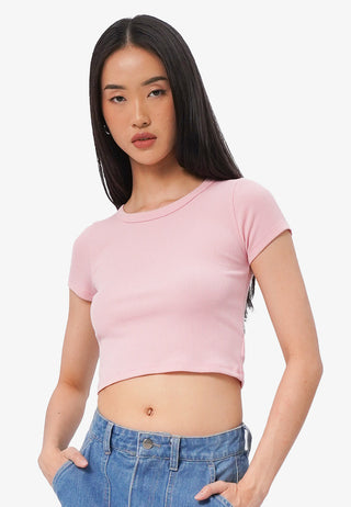 Round Neck Short Sleeve Rib T-Shirt