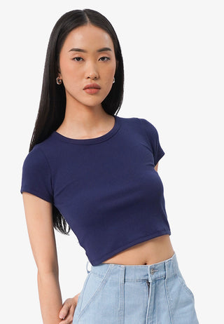 Round Neck Short Sleeve Rib T-Shirt