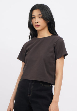 Short Sleeve Basic Boxy Crop T-Shirt