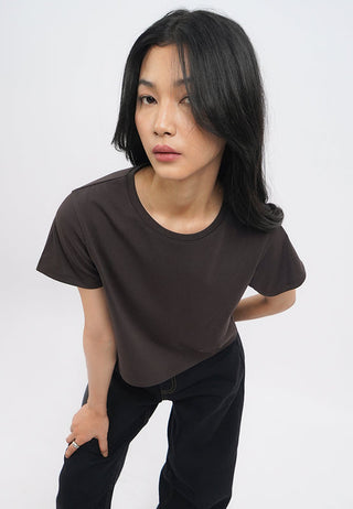 Short Sleeve Basic Boxy Crop T-Shirt