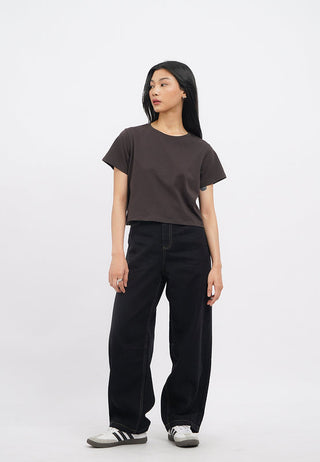 Short Sleeve Basic Boxy Crop T-Shirt