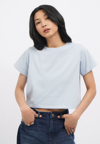Short Sleeve Basic Boxy Crop T-Shirt