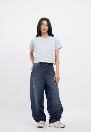 Short Sleeve Basic Boxy Crop T-Shirt