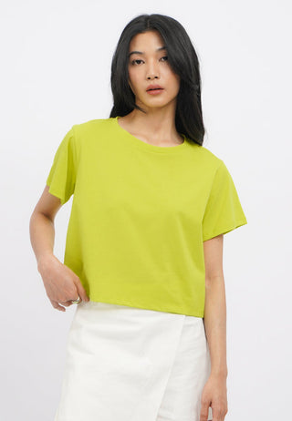Short Sleeve Basic Boxy Crop T-Shirt