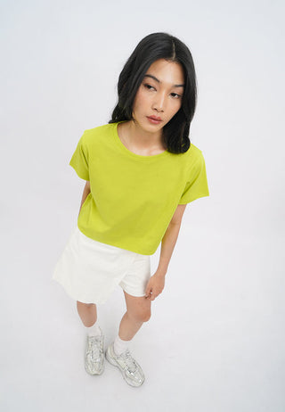 Short Sleeve Basic Boxy Crop T-Shirt
