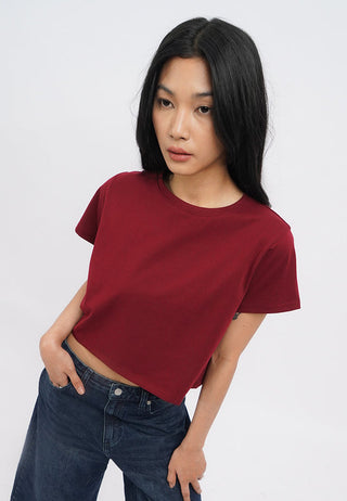 Short Sleeve Basic Boxy Crop T-Shirt