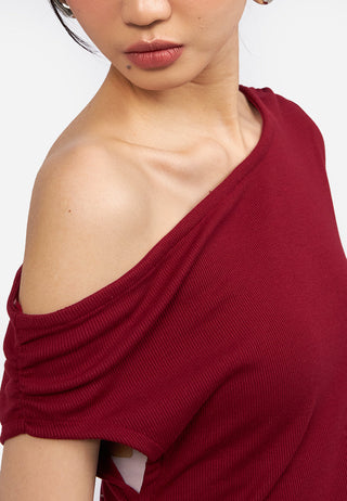 Asymmetrical Sleeveless Ruched Top