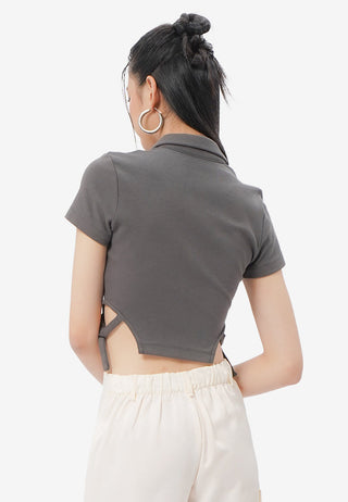 2-Way Zipper Short Sleeve Top