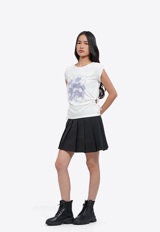 Side Drawstring Cap Sleeve Top