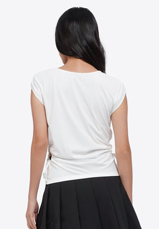 Side Drawstring Cap Sleeve Top