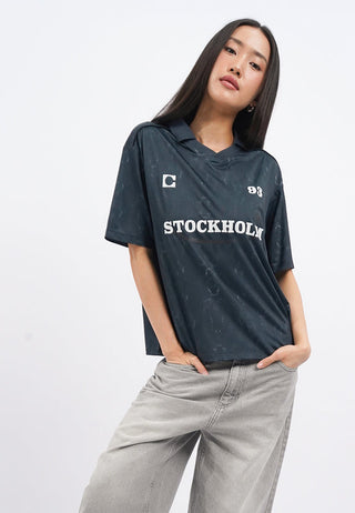 Oversized Short Sleeve Collared Jersey