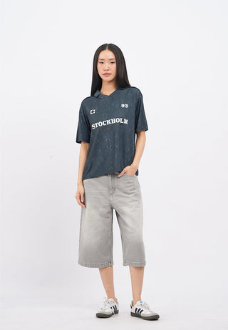 Oversized Short Sleeve Collared Jersey