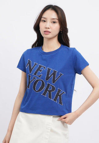 Short Sleeve T-Shirt with Denim Patch