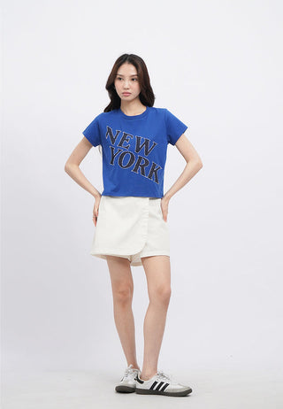 Short Sleeve T-Shirt with Denim Patch
