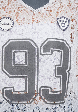 Oversized V-Neck Lace Jersey