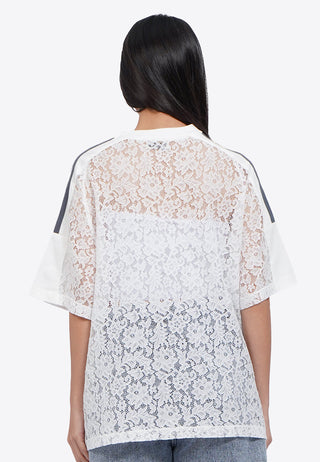 Oversized V-Neck Lace Jersey