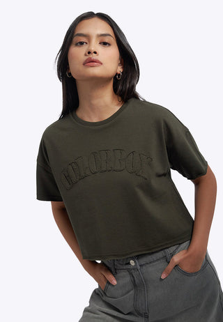 Pattern Details Oversized Crop T-Shirt