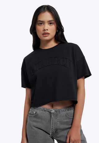 Pattern Details Oversized Crop T-Shirt