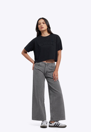 Pattern Details Oversized Crop T-Shirt