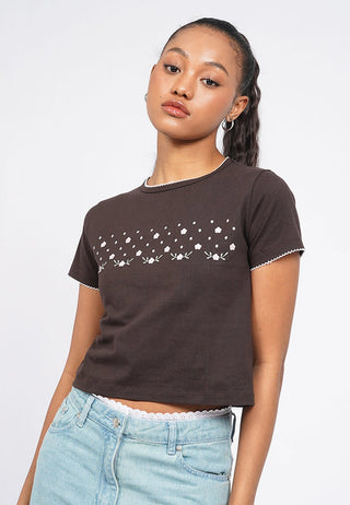 Embroidered Trim Graphic T-Shirt