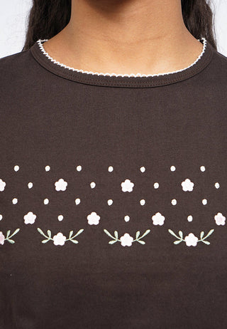 Embroidered Trim Graphic T-Shirt