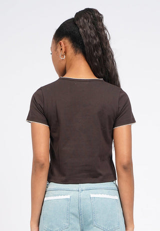 Embroidered Trim Graphic T-Shirt