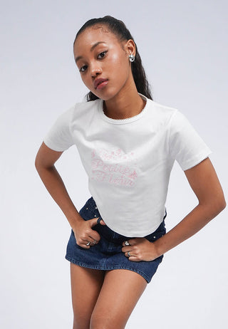 Embroidered Trim Graphic T-Shirt