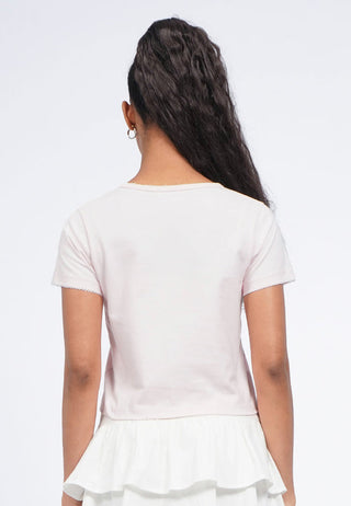 Embroidered Trim Graphic T-Shirt