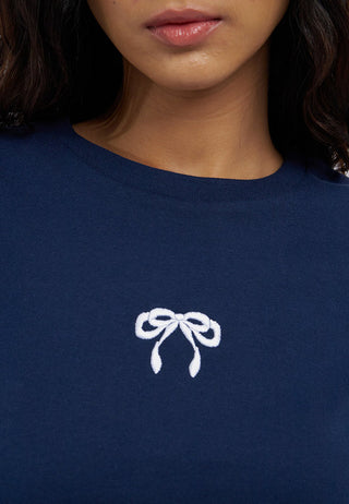 Short Sleeve Lace Trim Graphic T-Shirt