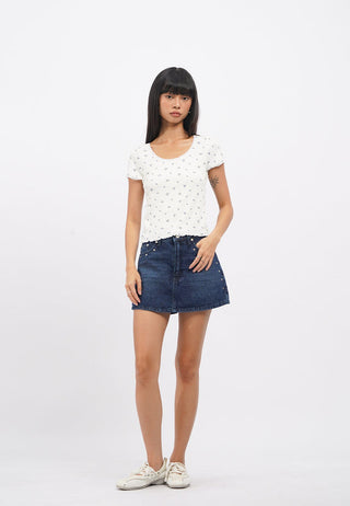 Petals Round Neck Rib Top