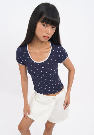 Petals Round Neck Rib Top