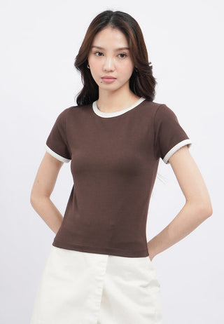 Contrast Lining Short Sleeve Baby Tee
