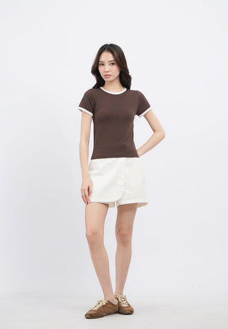 Contrast Lining Short Sleeve Baby Tee