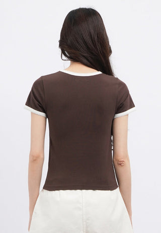 Contrast Lining Short Sleeve Baby Tee